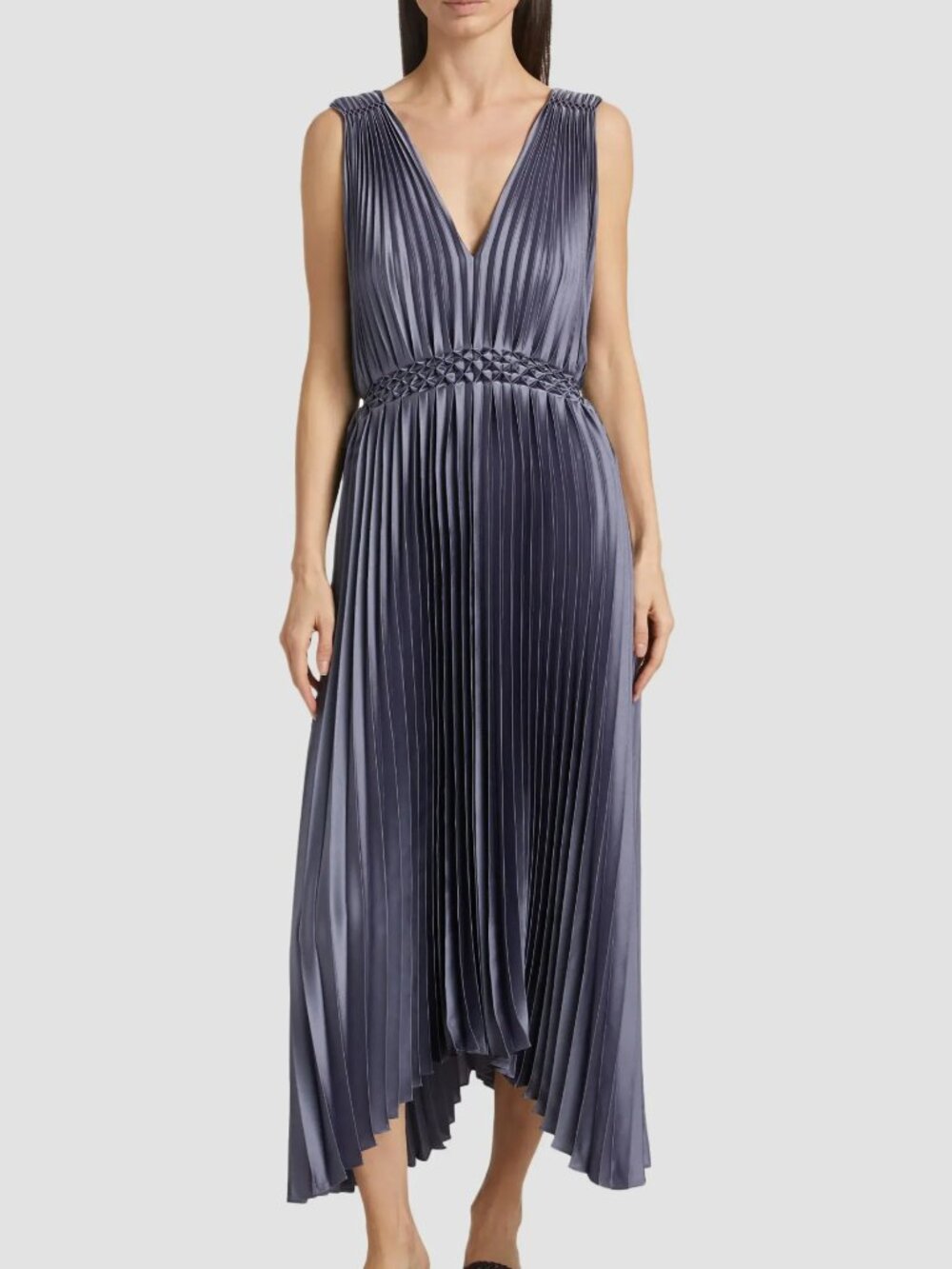 Vince Hand Smocked Pleated Sleeveless Dress In Mauve Thistle